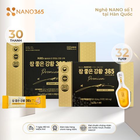  [Combo NANO 365 lớn] Tinh nghệ Nano 365 Premium hộp 32 tuýp & Thạch nghệ Nano 365 Collagen Premium hộp 30 thanh 
