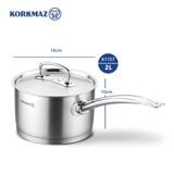  Quánh inox cao cấp Korkmaz Proline 2 lít có nắp - A1157 