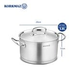  [GIẢM THÊM 10%-10DAAN3HM5DFVI] Nồi inox cao cấp Korkmaz Proline 3.8 lít - A1161 