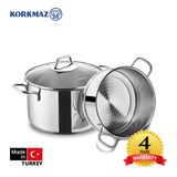  Bộ nồi xửng hấp inox cao cấp Korkmaz Perla 20cm - A1521 