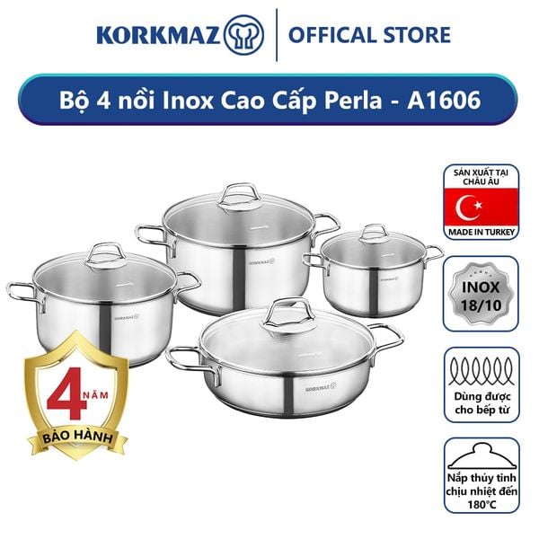  Bộ 4 nồi inox cao cấp Korkmaz Perla - A1606 
