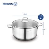  Nồi inox cao cấp Korkmaz Perla 4 lít - A1656 