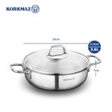  Nồi inox cao cấp thân thấp Korkmaz Perla 3.6 lít - A1834 