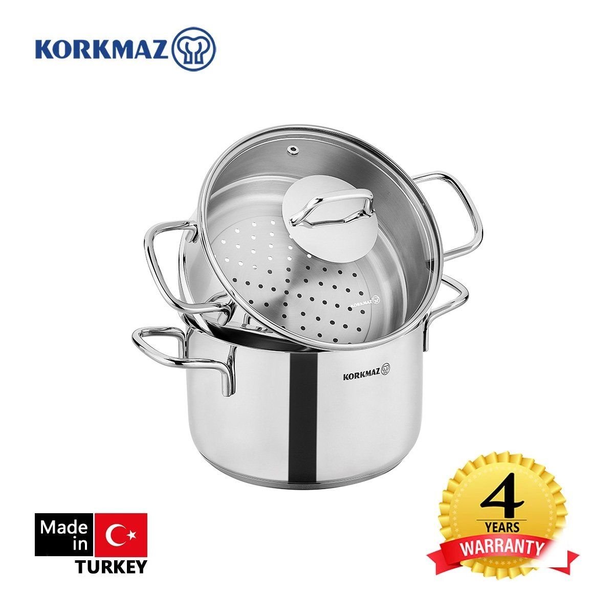  Bộ nồi xửng hấp inox cao cấp Korkmaz Perla 24cm - A1522 