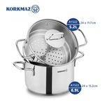  [GIẢM THÊM 10%-10DAAN3HM5DFVI] Bộ nồi xửng hấp inox cao cấp Korkmaz Perla 24cm - A1522 