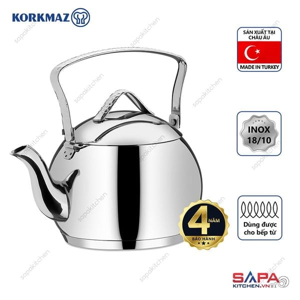 Ấm inox cao cấp Korkmaz Tombik 3.5 lít - A094 