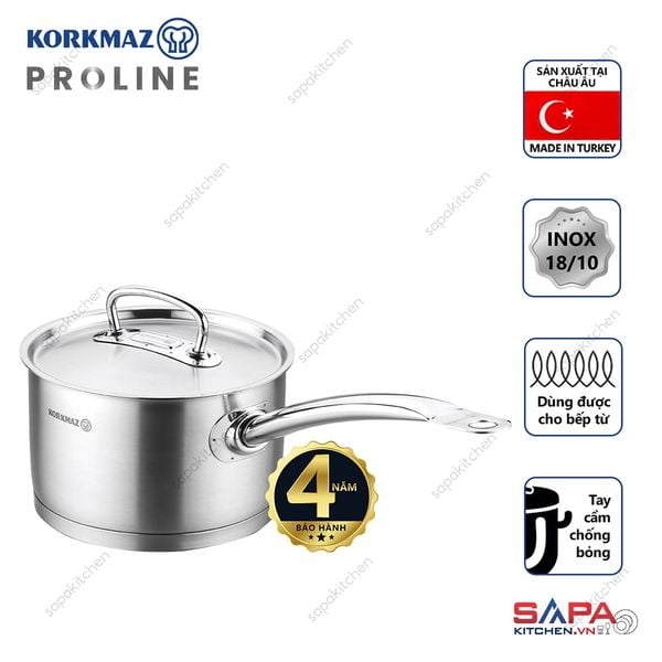  Quánh inox cao cấp Korkmaz Proline 2 lít có nắp - A1157 