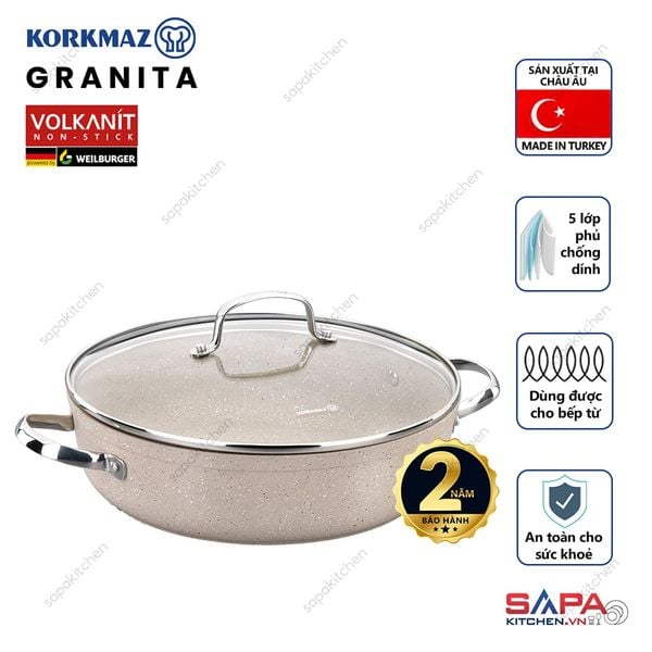  Nồi chống dính thấp Korkmaz Granita 3.5 lít - 26x7 cm - KONNA1263 