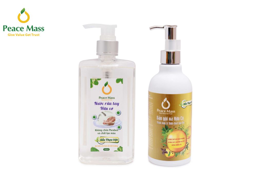  DGXC1 Combo Sản Phẩm Gốc Thực Vật Peace Mass - Dầu Gội Xả 300ml + Nước Rửa Tay 340ml (Thuộc nhóm Sản phẩm Lành tính / Hữu cơ) 