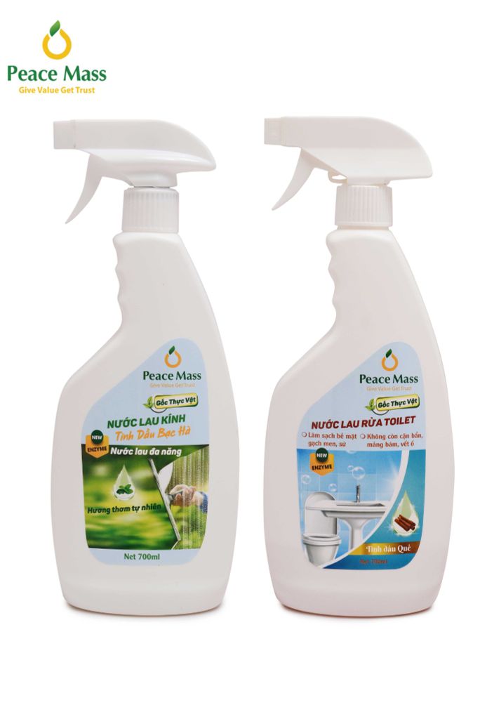  TLC1 Combo Sản Phẩm  Gốc Thực Vật Peace Mass - Nước Cọ Toilet + Nước Lau Kính 700ml (Thuộc nhóm Sản phẩm Lành tính / Hữu cơ) 