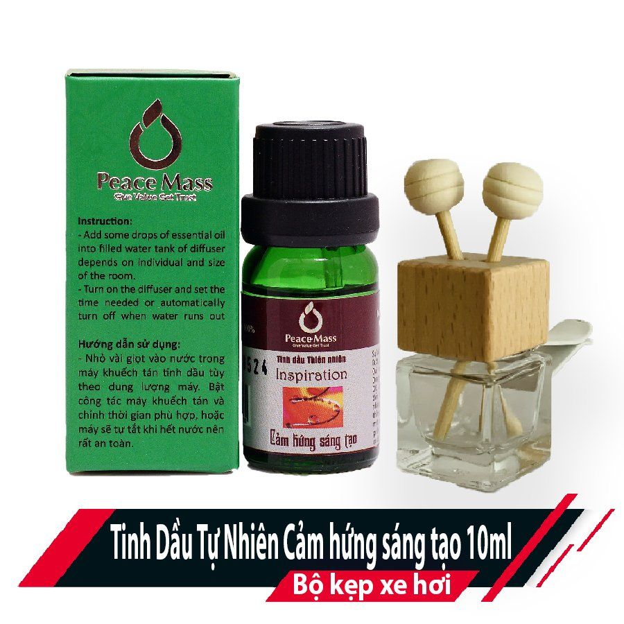  TD10ml-KX9 Combo Tinh Dầu Cảm Hứng Sáng Tạo Peace Mass 10ml - Bộ Kẹp Xe Ô tô - Inspiration 