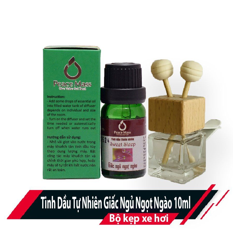  TD10ml-KX8 Combo Tinh Dầu Giấc Ngủ Ngọt Ngào Peace Mass 10ml - Bộ Kẹp Xe Ô tô - Sweet Sleep 