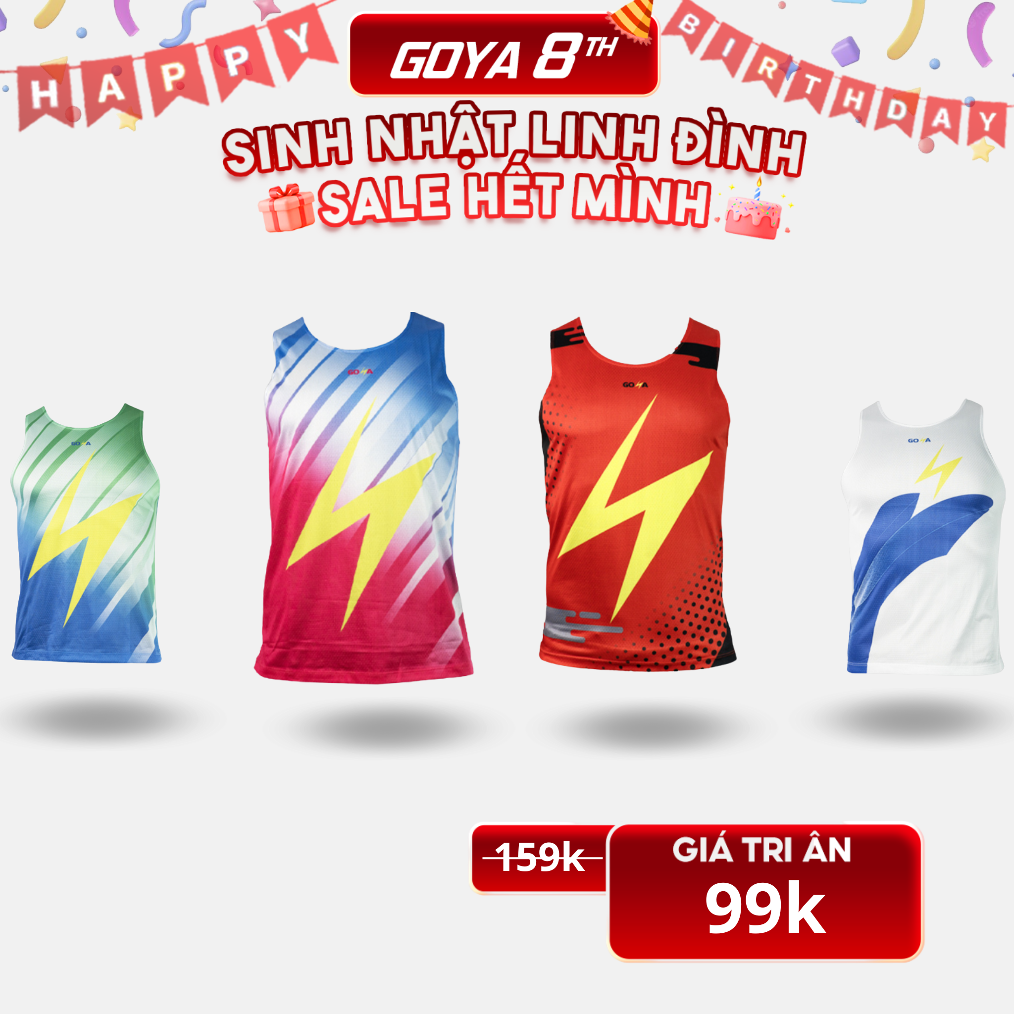  Áo Thể Thao Chạy Bộ Nam Nữ Singlet GOYA Trơn Năm 2025 - AS03 