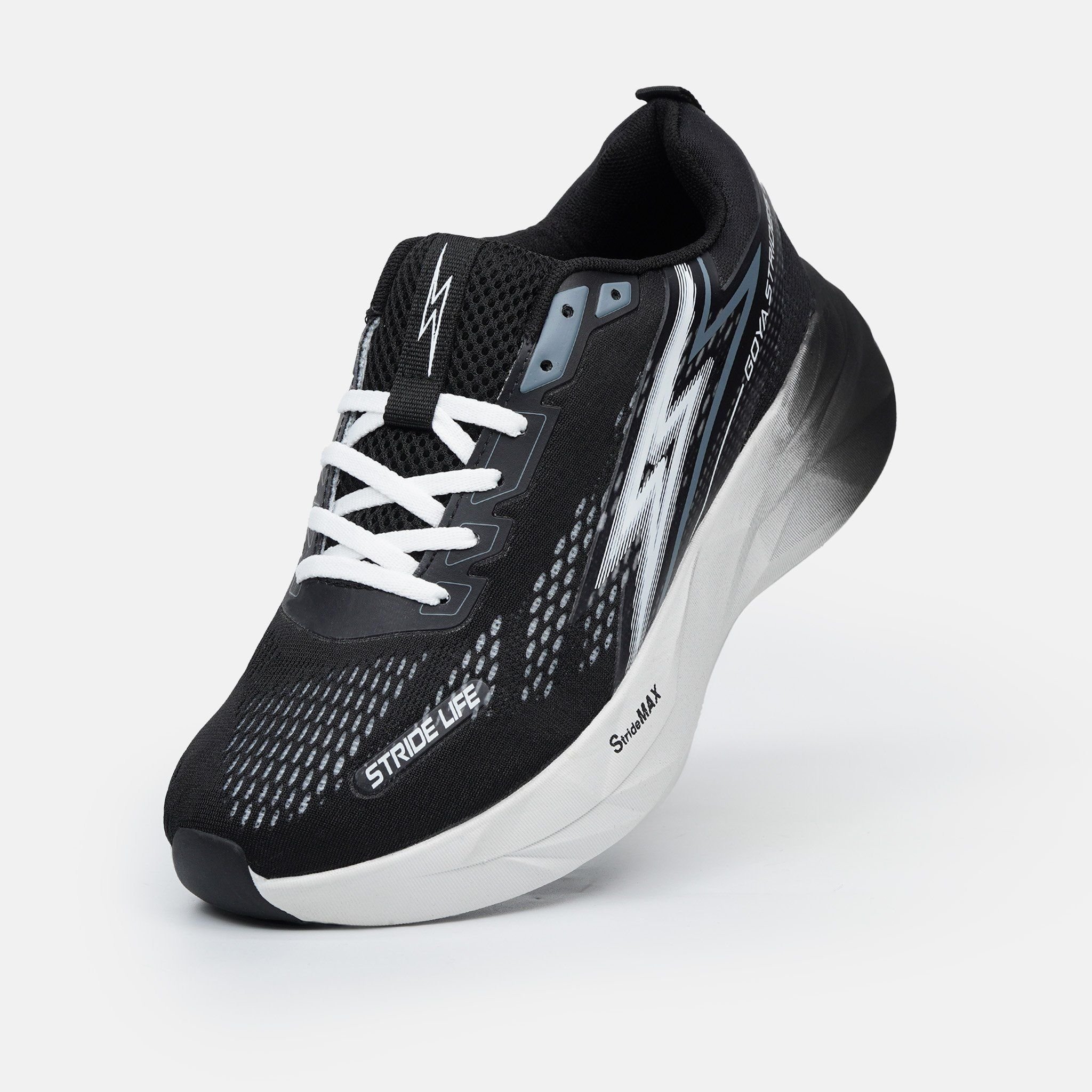 [SNGY] Giày Thể Thao Chạy Bộ Nam Nữ Goya Strides 3 Năm 2025 Đen Trắng 