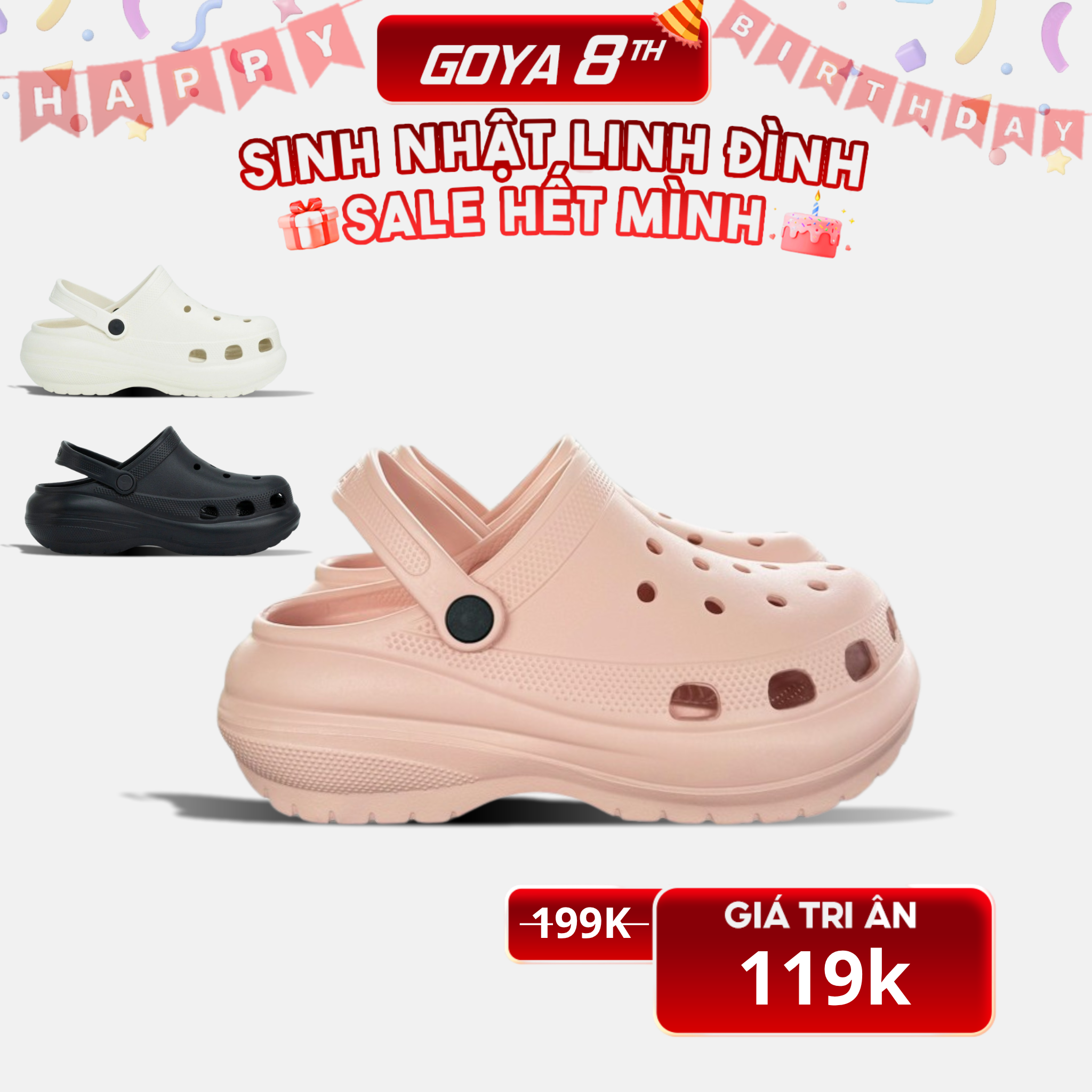 Dép Thời Trang Nữ Goya Luna Màu Hồng Năm 2025 [Không Kèm Sticker Charm] 