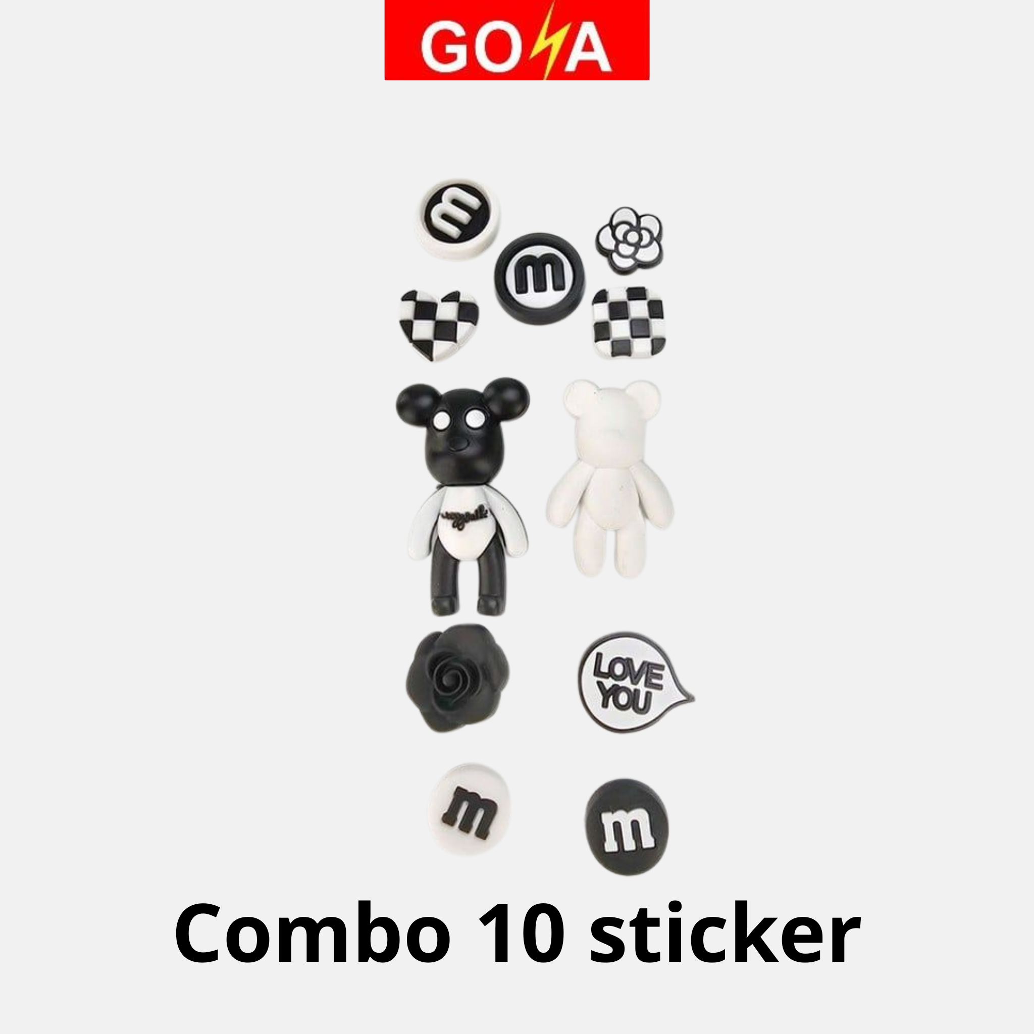  Bộ 10 Sticker Charm, Jibbitz trang trí dép GOYA 