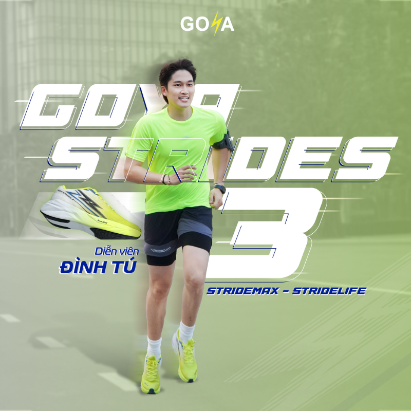  [NEW] Giày Thể Thao Chạy Bộ Nam Nữ Goya Strides 3 Năm 2025 Trắng Kem 