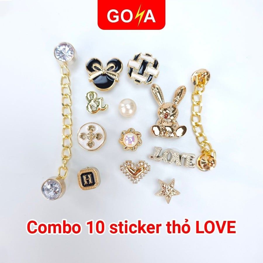  Bộ 10 Sticker Charm, Jibbitz trang trí dép GOYA 
