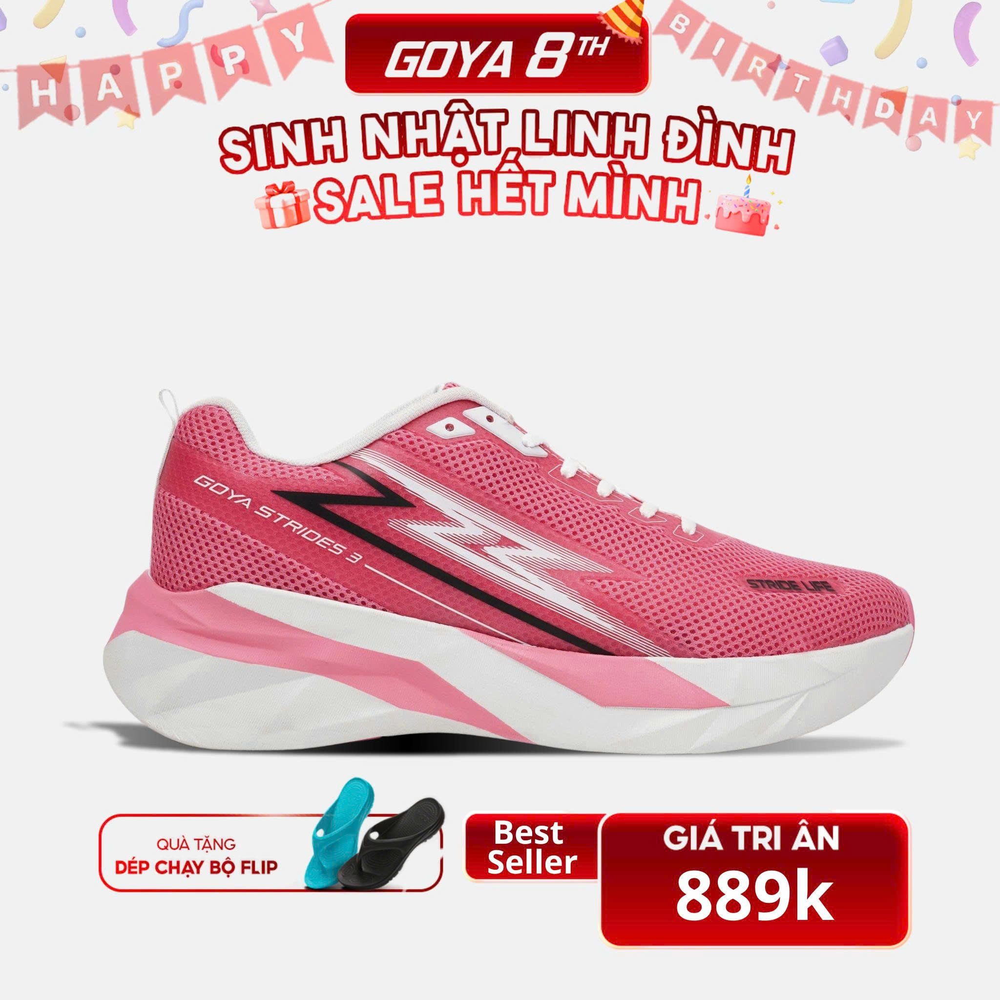  [SNGY] Giày Thể Thao Chạy Bộ Nam Nữ Goya Strides 3 Năm 2025 Hồng 