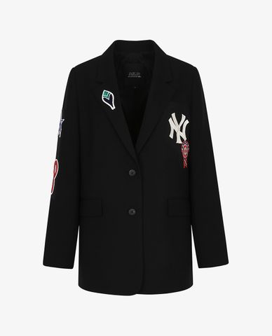  MLB - Áo blazer dáng dài phối nút cài Patchwork Tailored 