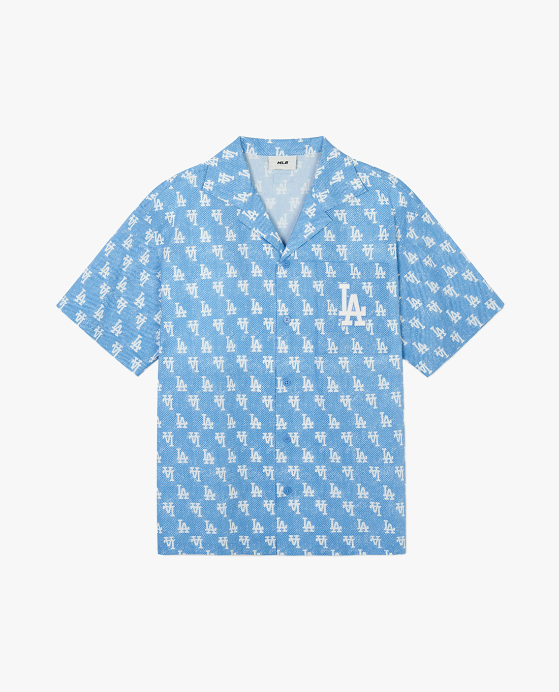 MLB - Áo sơ mi denim unisex cổ bẻ tay ngắn Like Classic Monogram