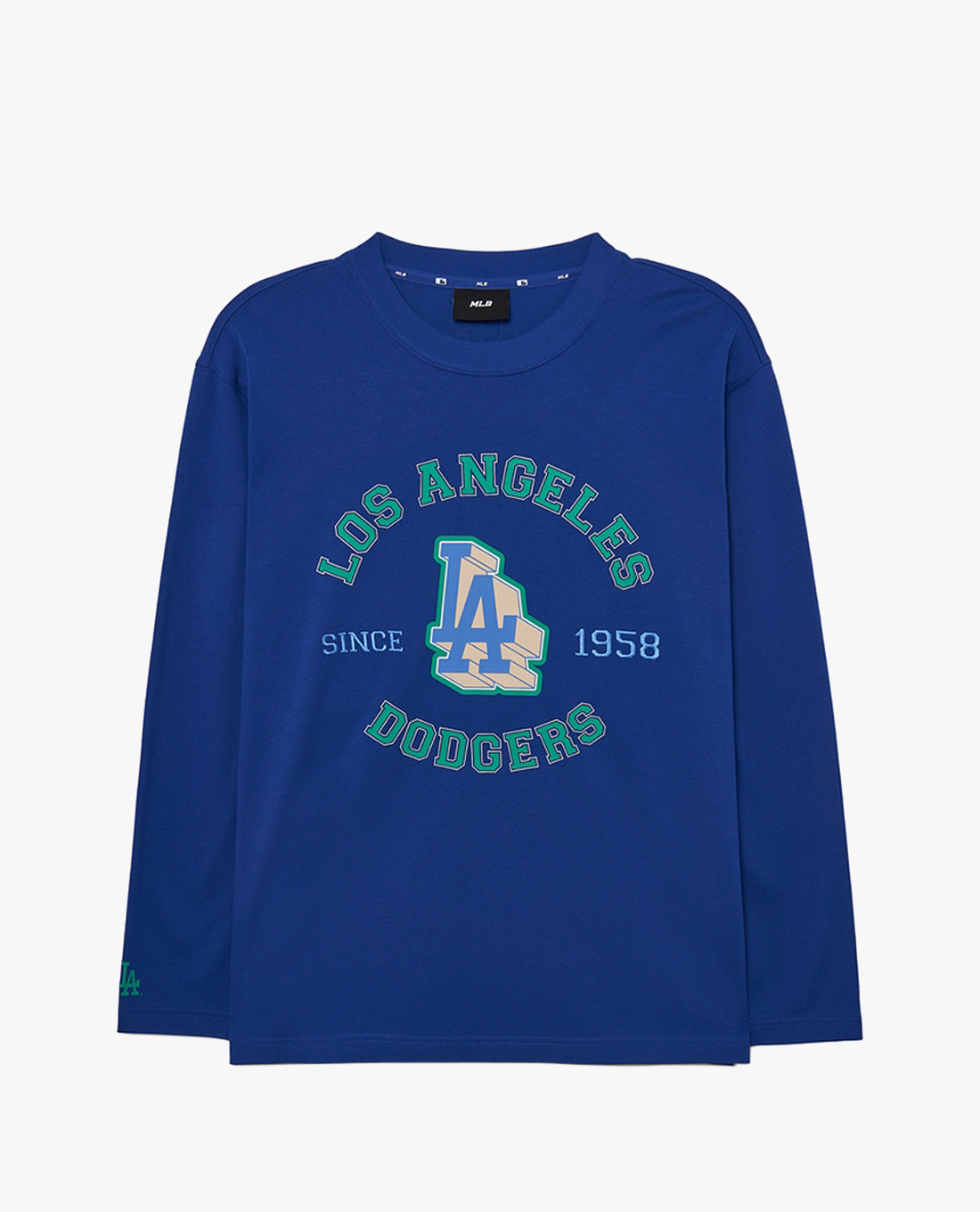 MLB - Áo thun unisex cổ tròn tay dài in logo thời trang