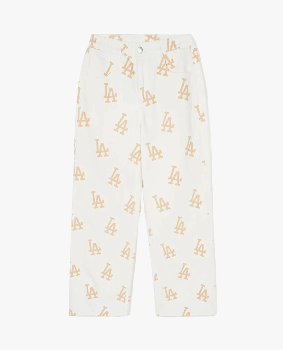 MLB - Quần jeans nữ ống rộng phối họa tiết monogram