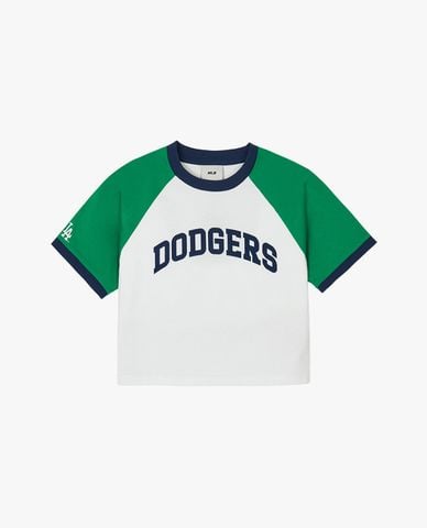  MLB - Áo croptop nữ cổ tròn tay ngắn Varsity 