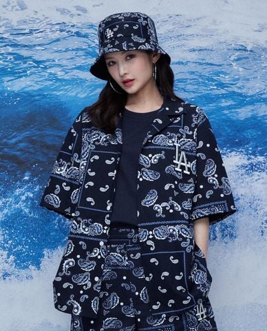  MLB - Áo sơ mi ngắn tay Paisley Back Logo 