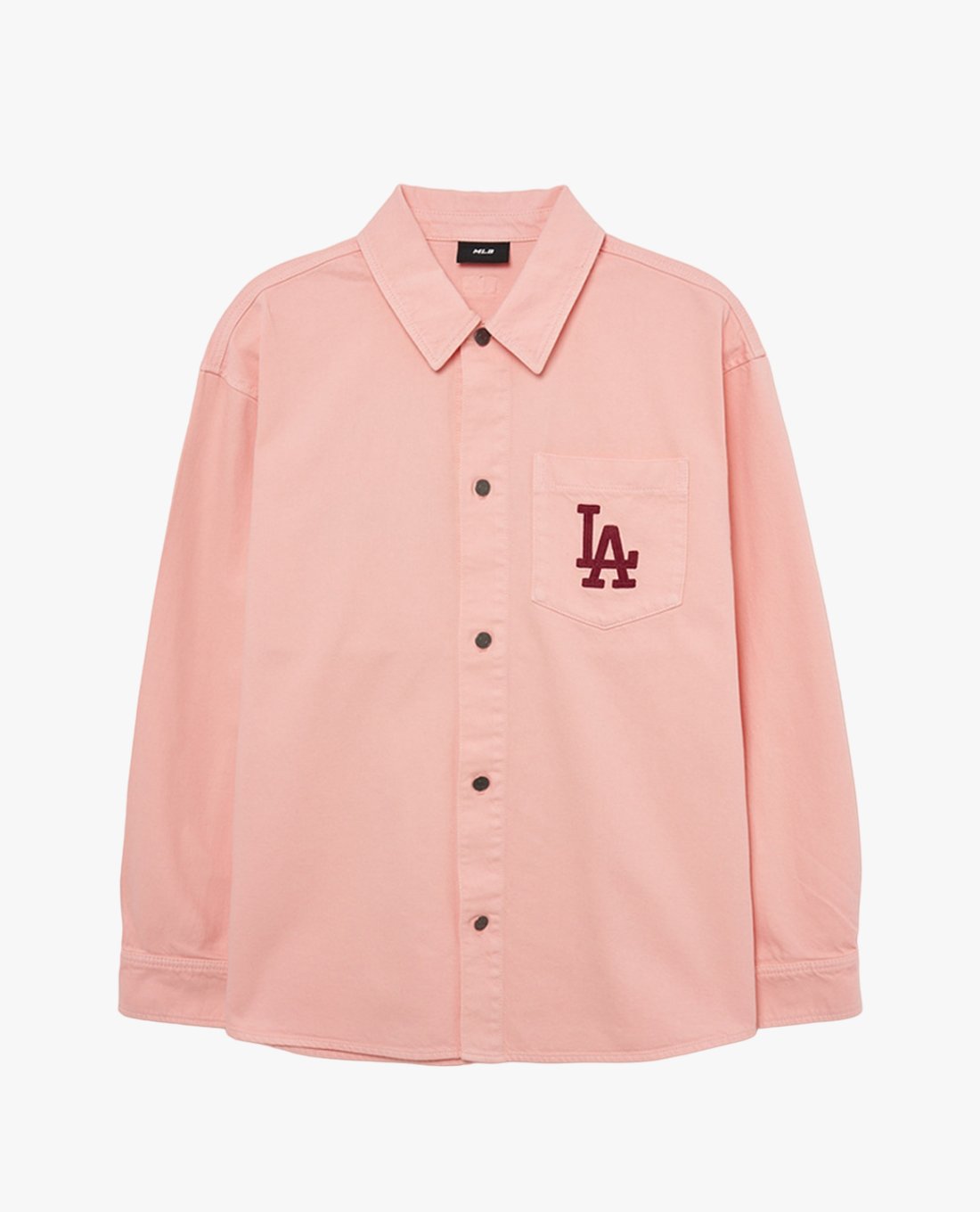 MLB - Áo sơ mi denim unisex cổ bẻ tay dài phom suông thời trang