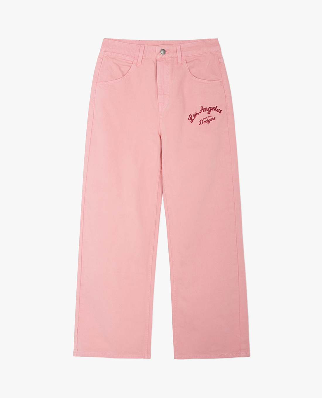 MLB - Quần jeans nữ ống rộng Varsity Cursive Embroidery