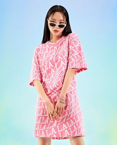  MLB - Đầm mini ngắn tay phom suông Illusion 