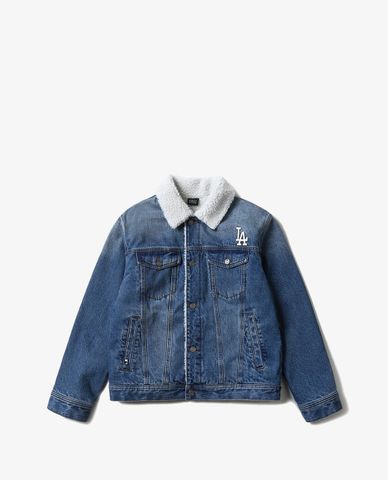  MLB - Áo khoác denim phối lông Big Logo 