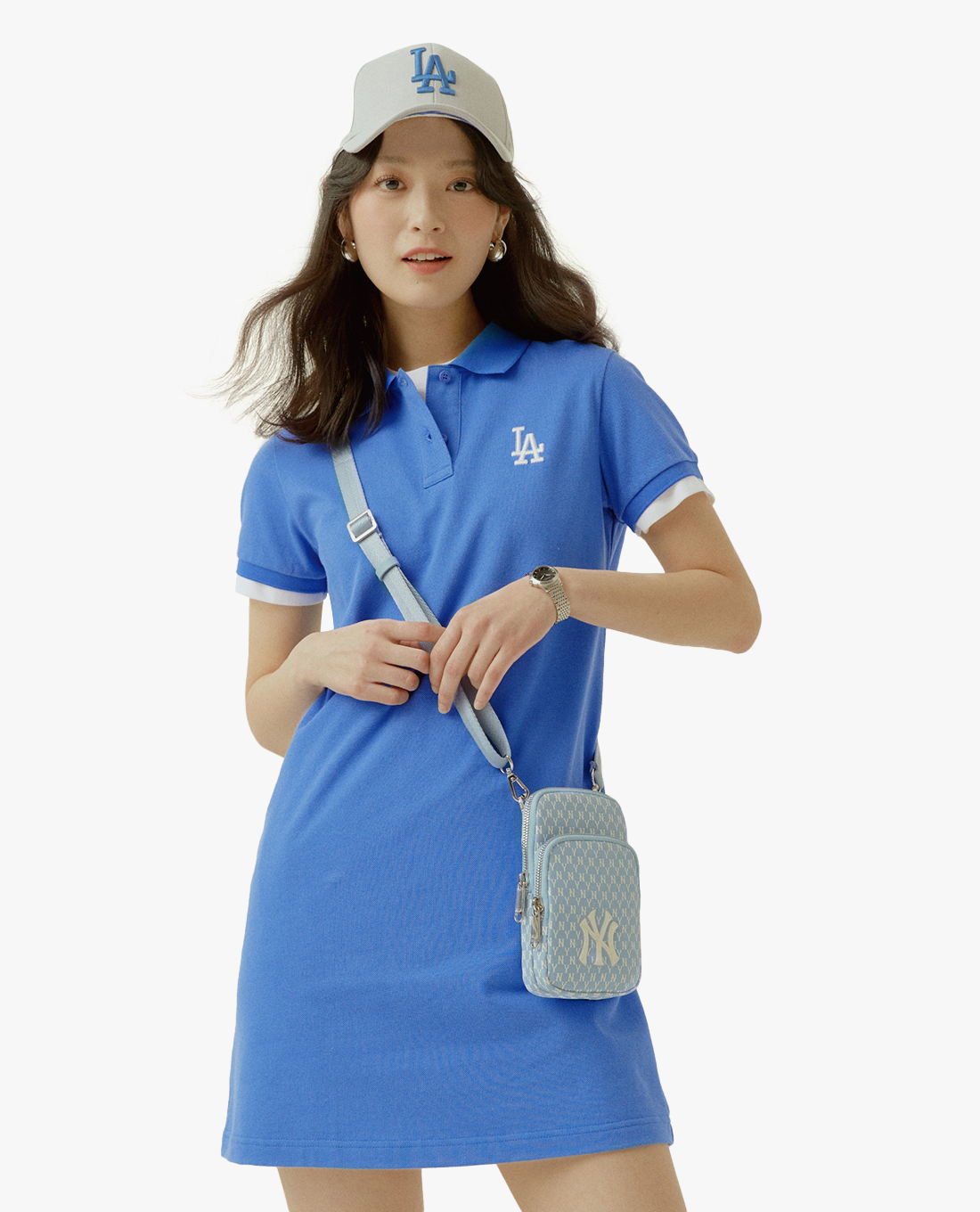 MLB - Đầm mini cổ bẻ tay ngắn Collar Slim Fit