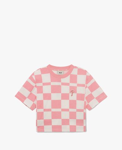  MLB - Áo croptop nữ cổ tròn tay ngắn Checkerboard Allover 