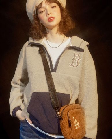  MLB - Áo hoodie tay dài phối mũ thời trang Fleece Color Contrast 