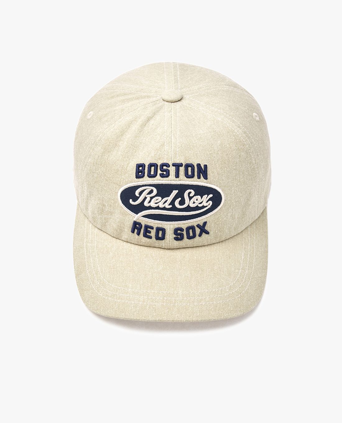 ★MLB Korea★ Varsity Cursive Washing Stitch Unstructured Ba Varsity Vintage Cursive Stitch Logo Unstructured Ball Cap