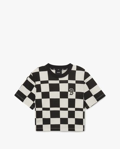  MLB - Áo croptop nữ cổ tròn tay ngắn Checkerboard Allover 