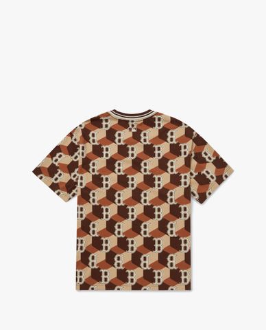  MLB - Áo thun unisex cổ tròn tay ngắn Cube Monogram Overfit 