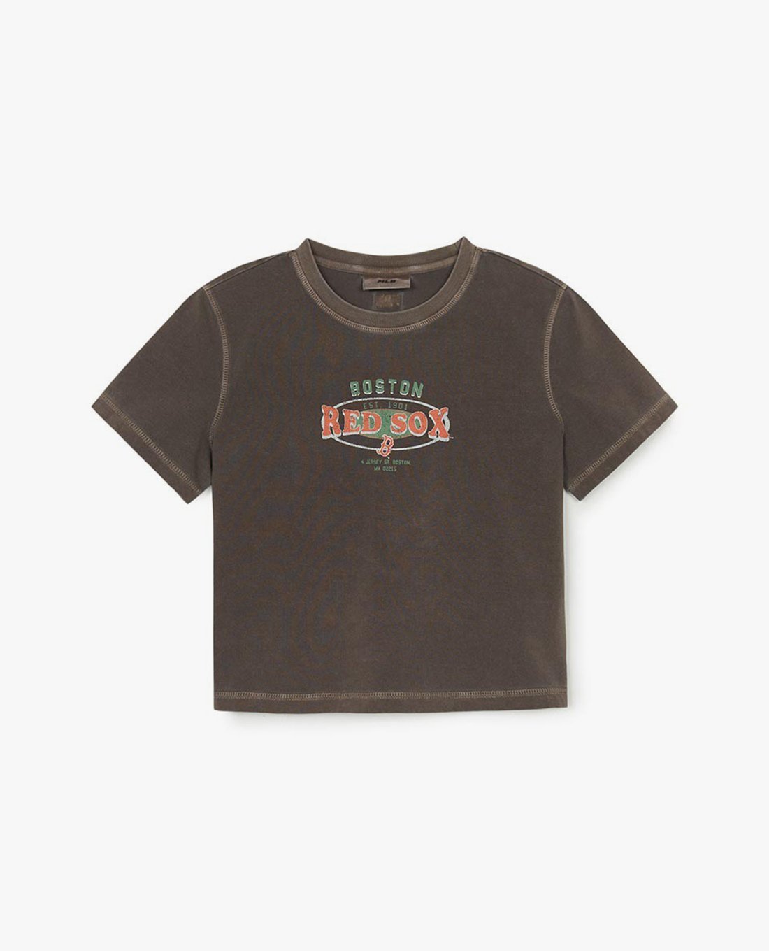 MLB - Áo croptop nữ cổ tròn tay ngắn Varsity Washing Vintage
