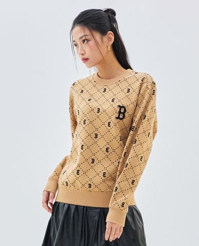  MLB - Áo sweatshirt unisex cổ tròn tay dài Diamond Monogram Jacquard 