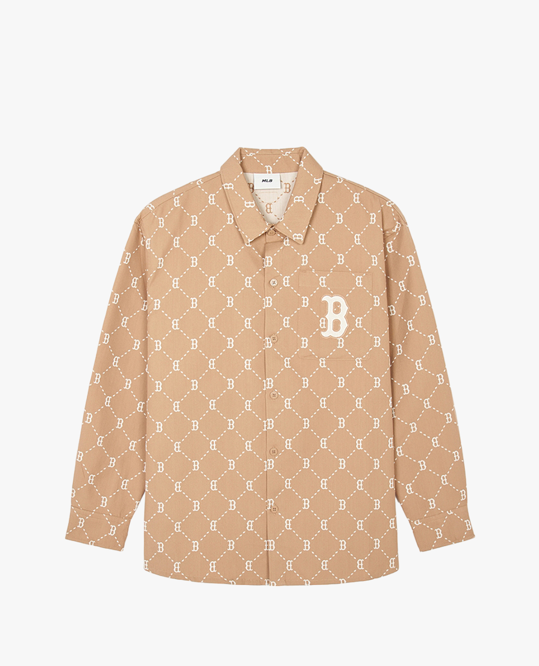 MLB - Áo sơ mi unisex cổ bẻ tay dài Diamond Monogram Jacquard Cotton