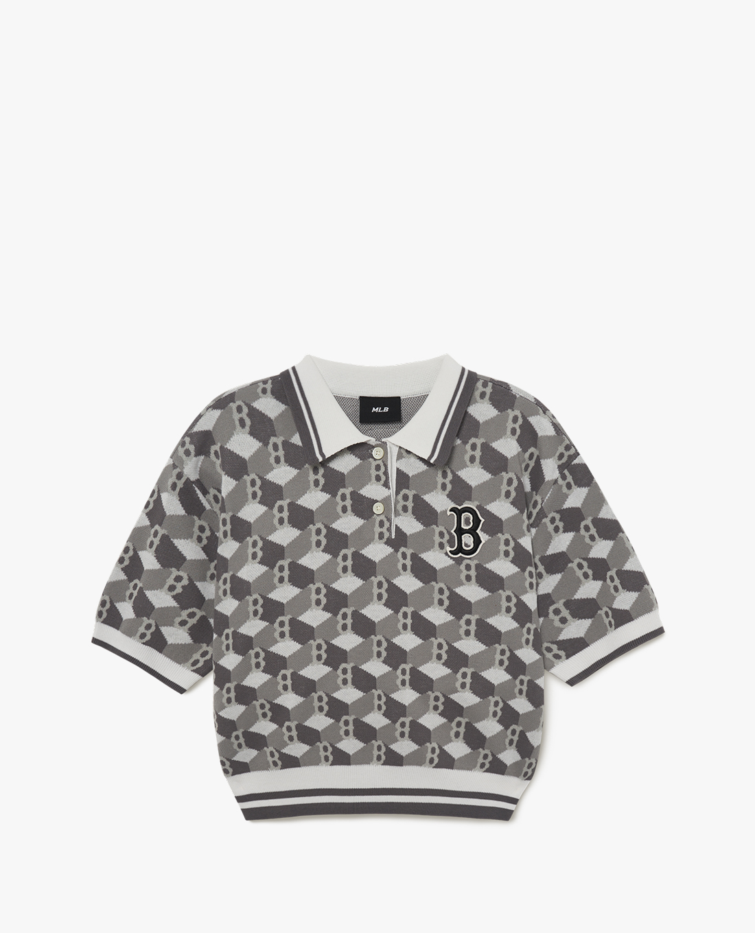 MLB - Áo polo nữ tay ngắn Cube Monogram All Over