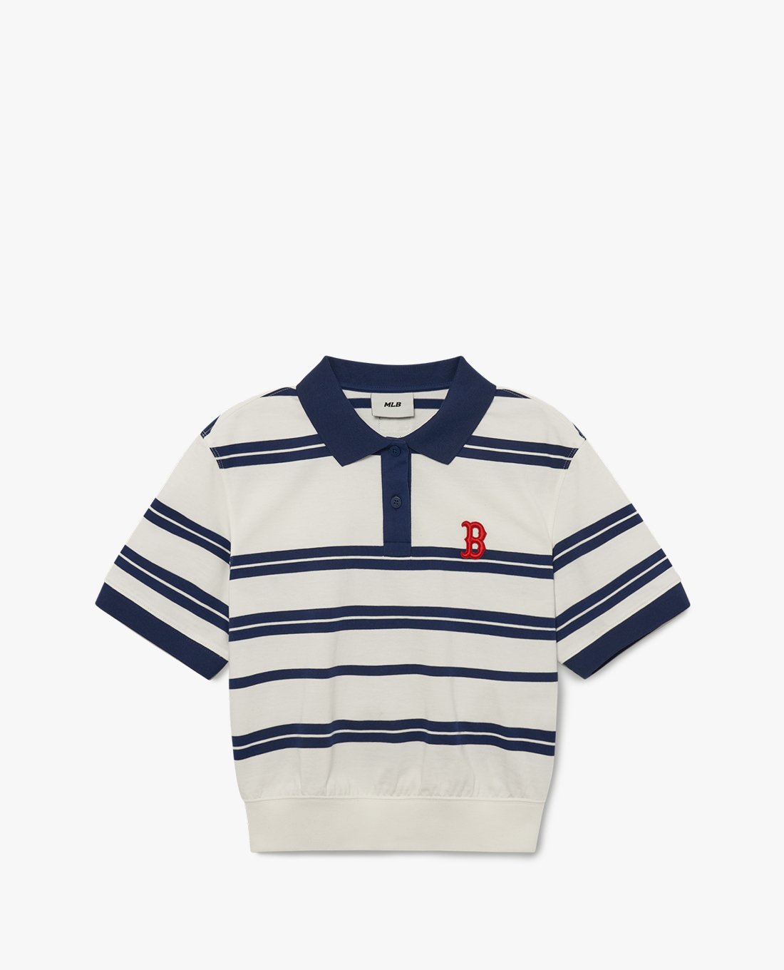 MLB - Áo polo nữ tay ngắn Varsity Stripe Crop Collar