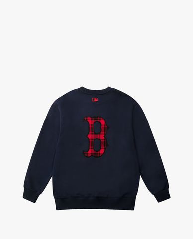  MLB - Áo sweatshirt tay dài cổ tròn Check Back Big Logo 