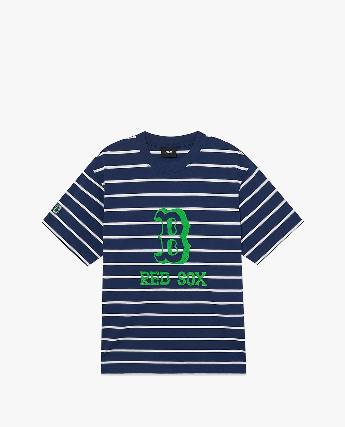 MLB - Áo thun unisex cổ tròn tay ngắn kẻ sọc ngang trẻ trung