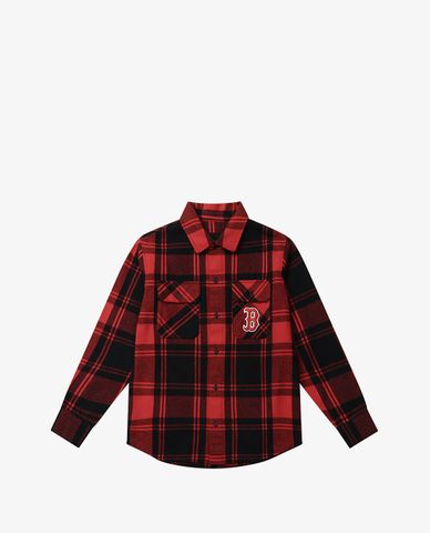  MLB - Áo sơ mi tay dài Pocket Logo Plaid 