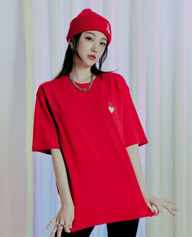  MLB - Áo thun cổ tròn ngắn tay Heart Overfit 