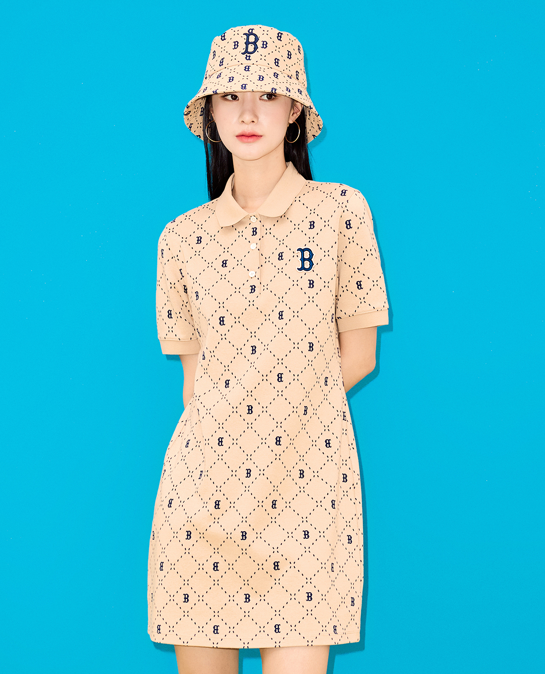 MLB - Đầm polo mini tay ngắn Dia Monogram Jaquard