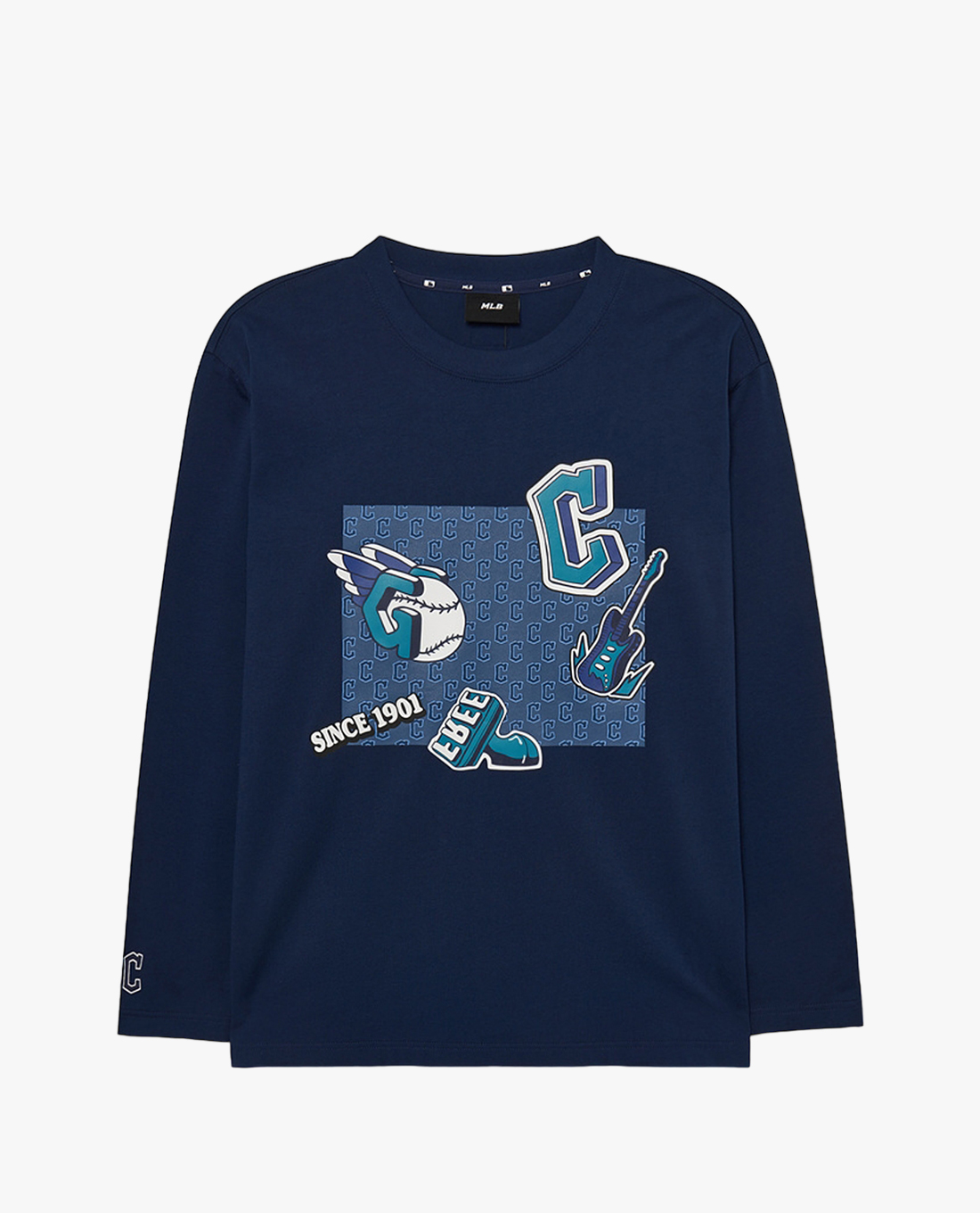 MLB - Áo thun unisex cổ tròn tay dài phom suông thời trang